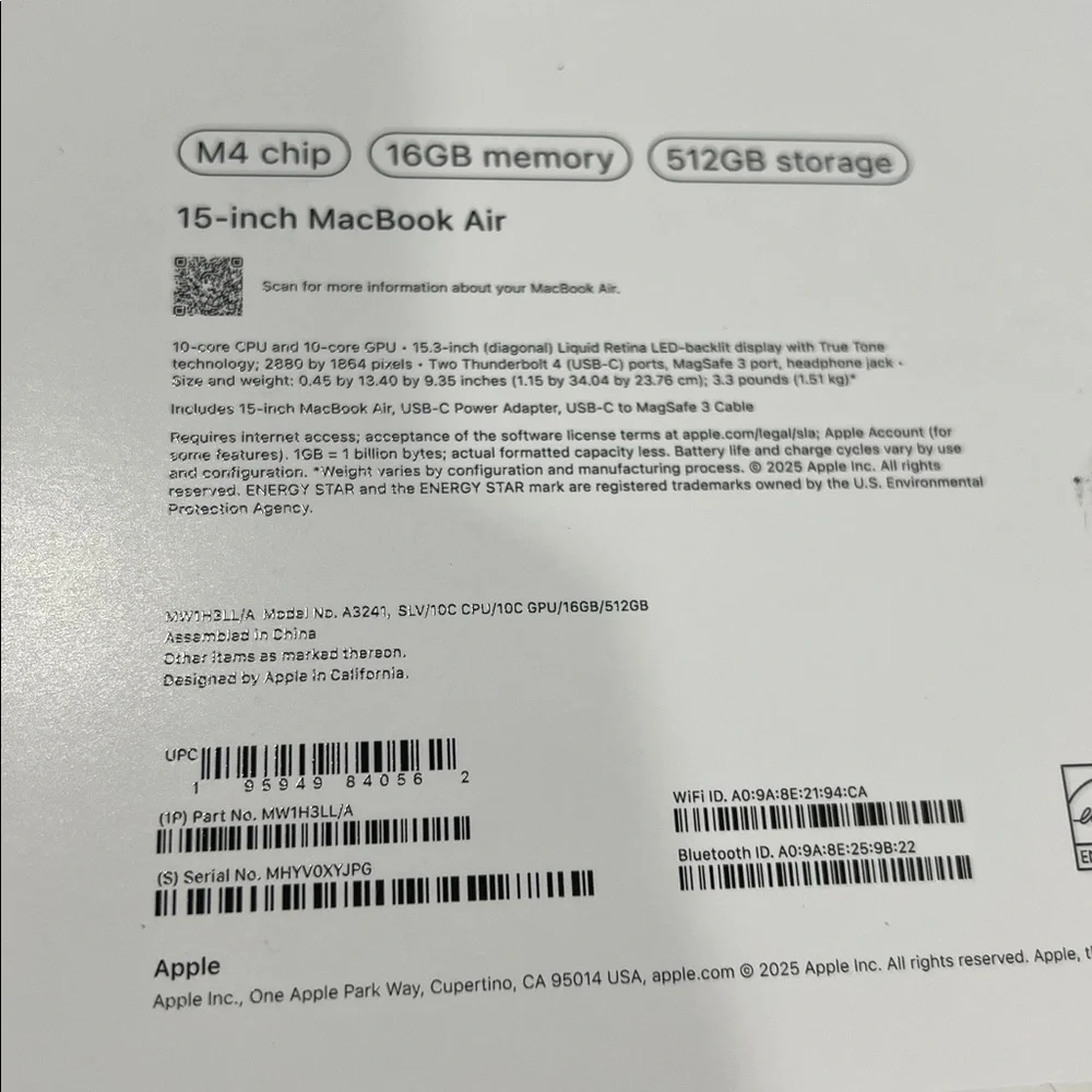 Macbook Air Box 15 inch